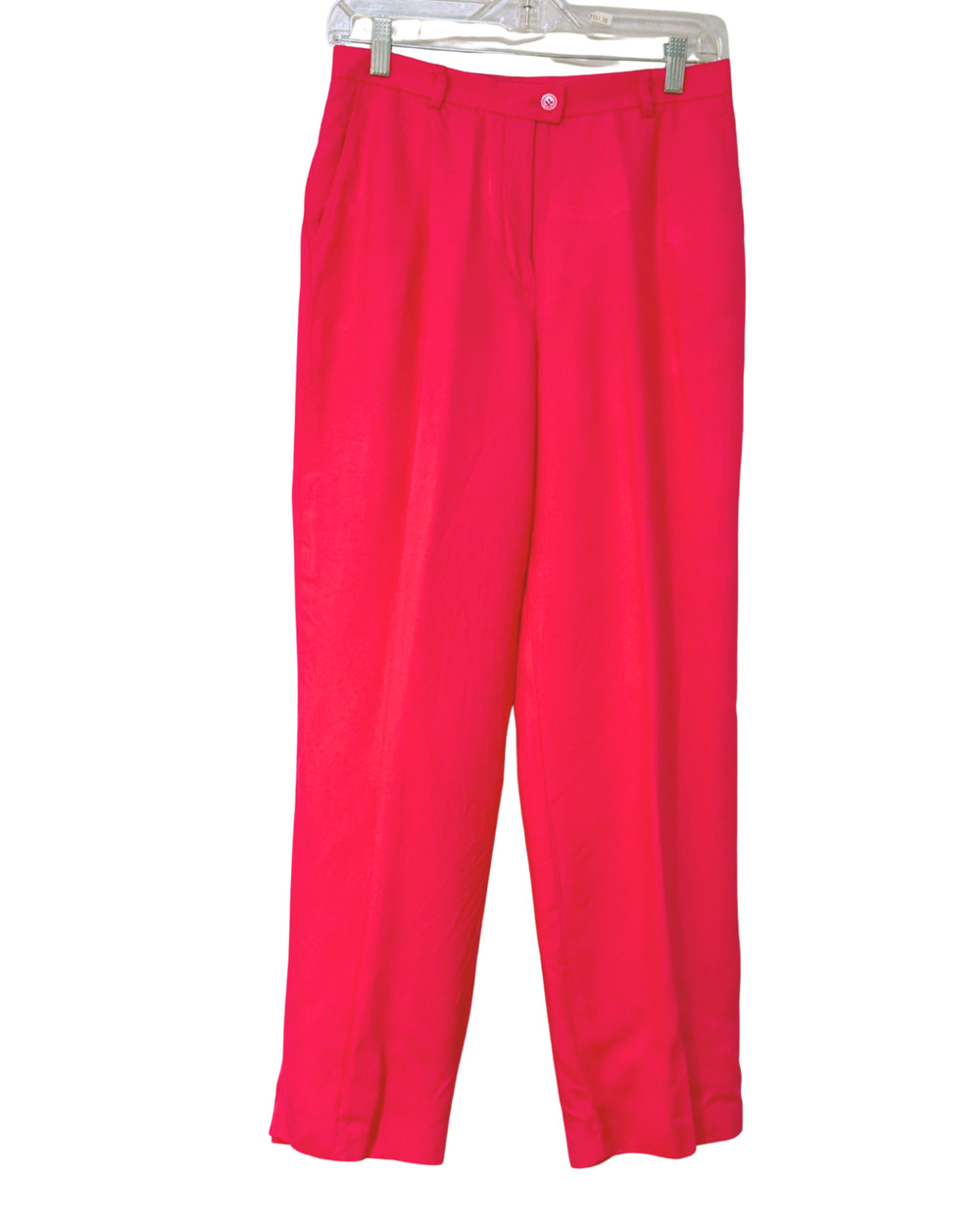 Evelyn & Arthur Sz 8P Dress Pants 28"Wx28"L Tapered Leg 100% Silk Tropical Pink